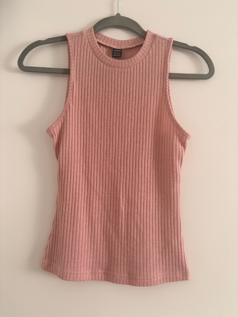 SHEIN Ribbed Tank Top in Dusty Rose